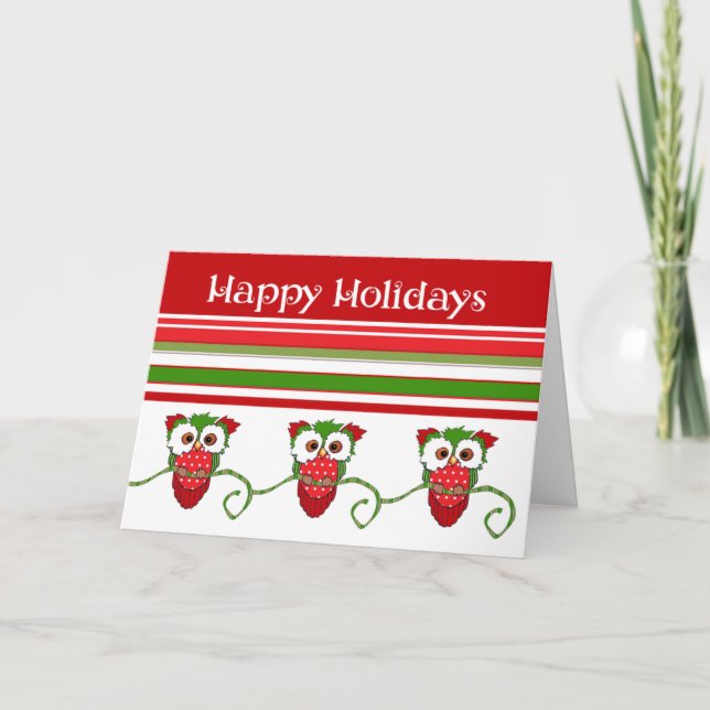 Cute Owl Christmas Card (Front)