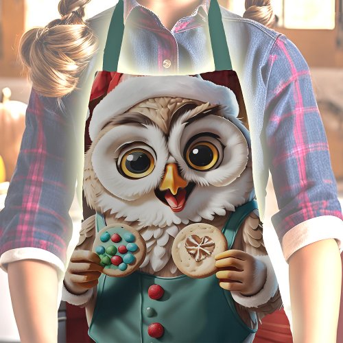 Cute Owl Christmas Cookie Exchange Holiday Baking Apron