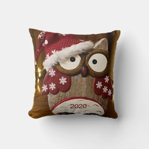 Cute Owl Christmas Wood Throw Pillow