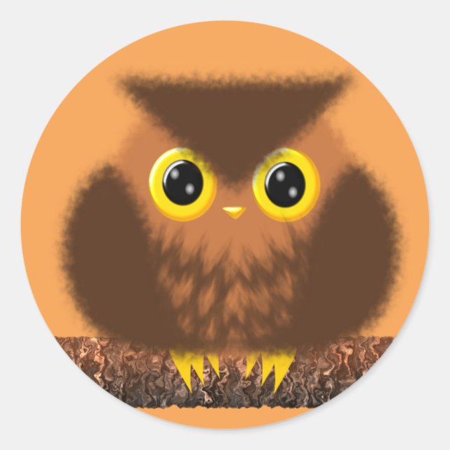 Cute Owl Classic Round Sticker (Front)