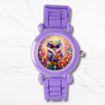 Cute Owl Colorful Bright Floral Kids Girly Watch<br><div class="desc">Cute Owl Colorful Bright Floral Kids Girly eWatch Watches features a bright and colorful cute owl with flowers. Created by Evco Studio www.zazzle.com/store/evcostudio</div>