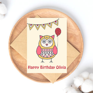Cute Owl - Colourful Kids' Birthday Postcard