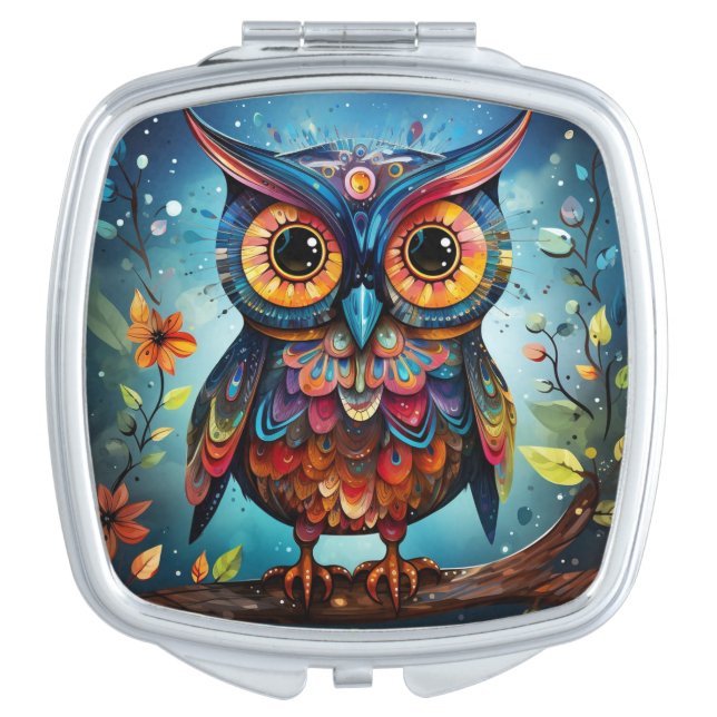 Cute Owl  Compact Mirror (Front)