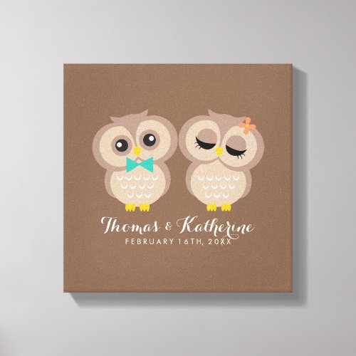 Cute Owl Couple Canvas Print
