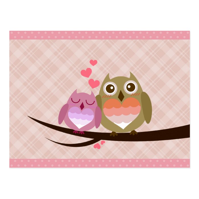 Cute Owl Couple Full of Love Heart Invitation Post Card