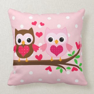 Cute Owl Couple I Love You Personalized Throw Pillow