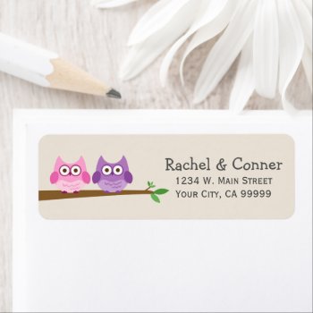 Cute Owl Couple Love Return Address Labels by whimsydesigns at Zazzle