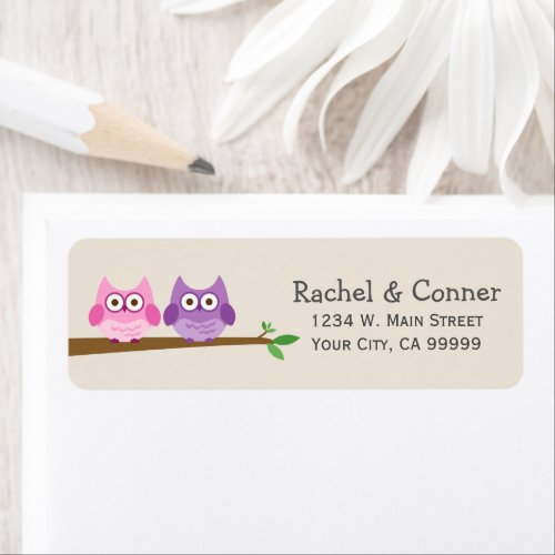 Cute Owl Couple Love Return Address Labels