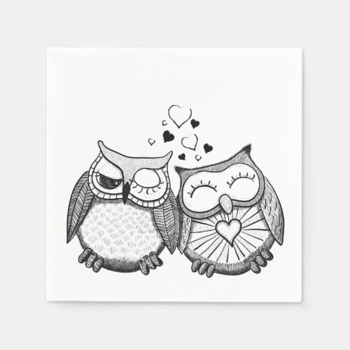 Cute owl couple napkins