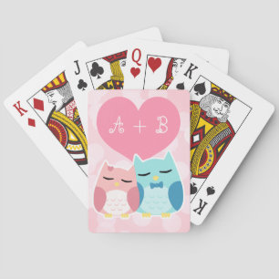 Cute owl couple poker cards