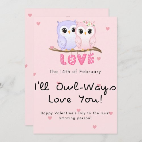 Cute owl couple Valentines day Holiday Card