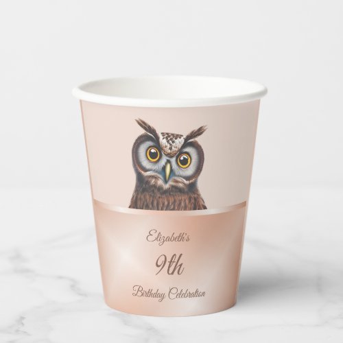 Cute Owl  Custom Birthday  Paper Cups