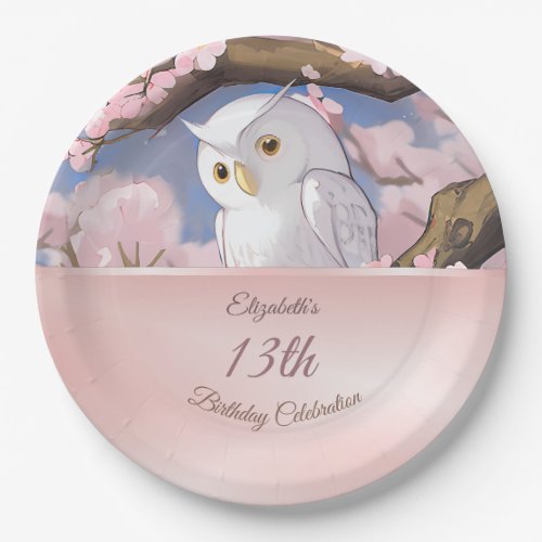 Cute Owl  Custom Birthday Paper Plates