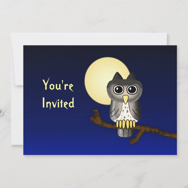 Cute Owl Custom Halloween Invitation (Front)