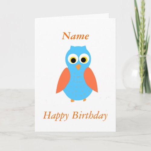 Cute Owl customisable Birthday cards