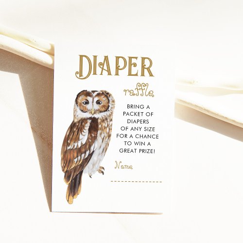 Cute Owl Diaper Raffle Baby Shower Enclosure Card