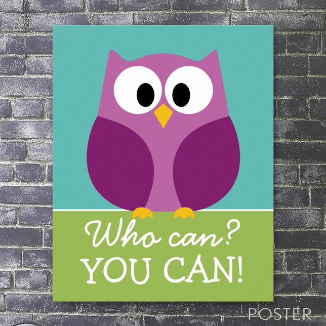 Cute Owl Drawing - Who Can You Can Poster (Custom Classroom Poster)