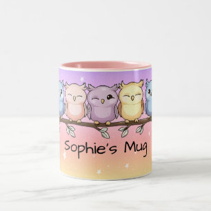 Cute Owl: Dreamy Nights & Starry Skies Two-Tone Coffee Mug