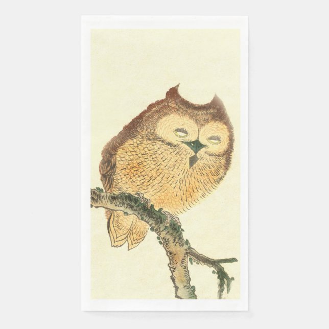Cute Owl - Elegant Japanese Fine Art  Paper Guest Towels (Front)