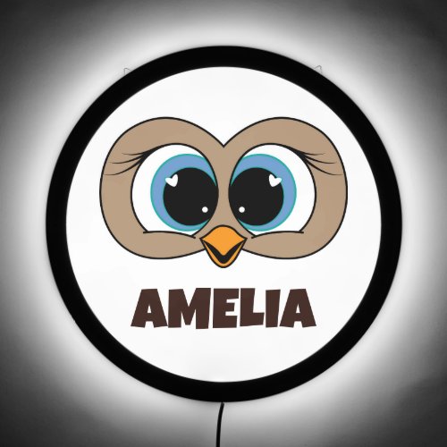 Cute Owl Eyes design with name LED Sign