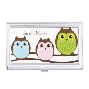 Cute Owl Family Business Card Holder
