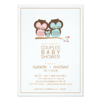 Cute Owl Family Couples Baby Shower Invitation