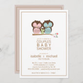 Cute Owl Family Couples Baby Shower Neutral Invitation (Front/Back)