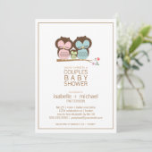 Cute Owl Family Couples Baby Shower Neutral Invitation (Standing Front)