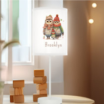 Cute Owl Family Personalized Kids Table Lamp