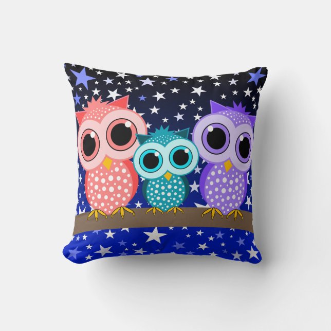cute owl family throw pillow (Front)