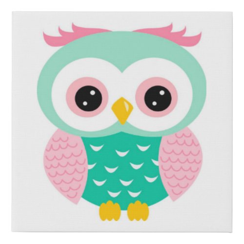 Cute Owl Faux Canvas Print