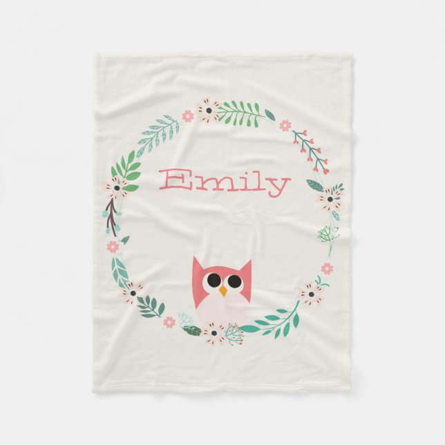 Cute Owl Fleece Blanket (Front)
