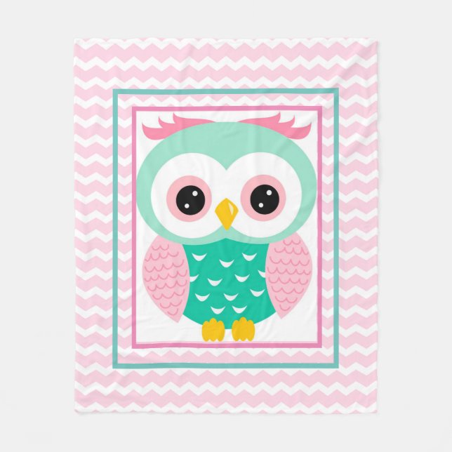 Cute Owl Fleece Blanket (Front)