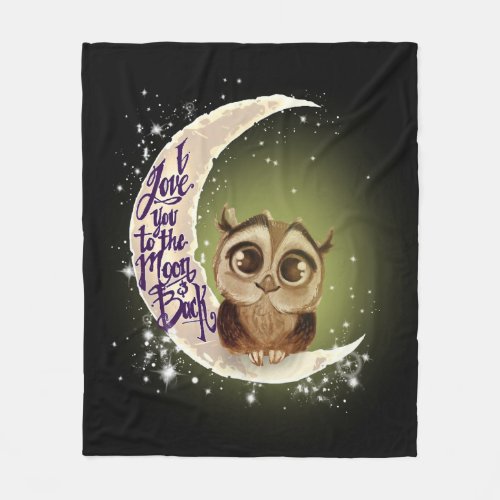 Cute Owl Fleece Blanket I Love You To The Moon