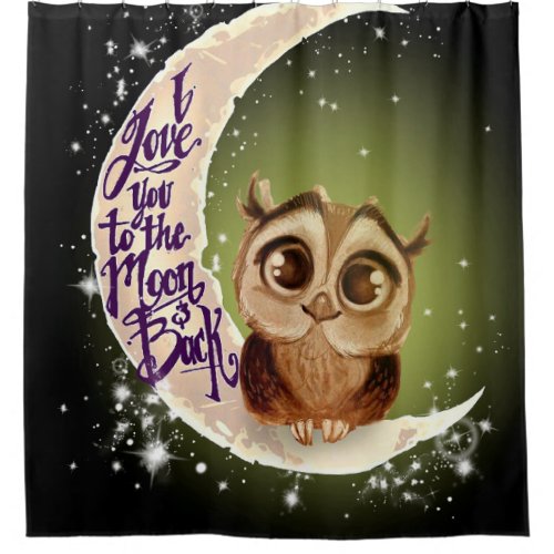 Cute Owl Fleece Blanket I Love You To The Moon And Shower Curtain