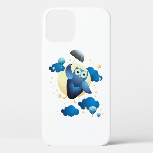 Cute Owl Flying with Umbrella  Case-Mate iPhone Case (Back)