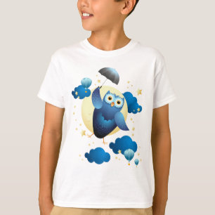 Cute Owl Flying with Umbrella T-Shirt