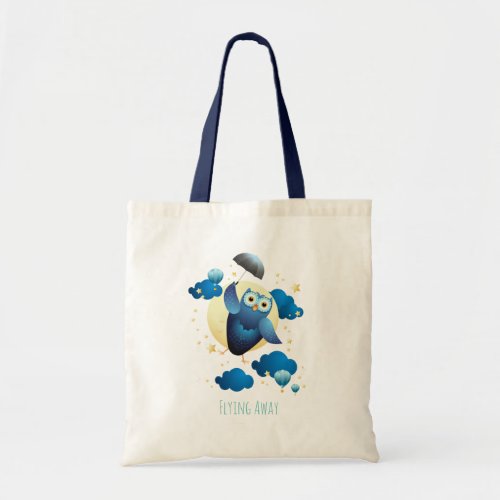 Cute Owl Flying with Umbrella  Tote Bag