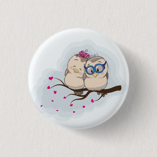 Cute owl for boy girl gift button (Front)