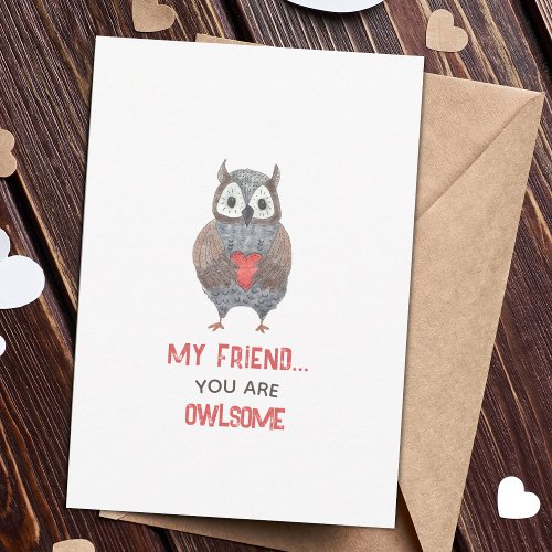 Cute Owl Friend Valentines Day Card