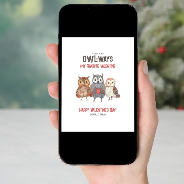 Cute Owl Friend Valentine's Day Holiday Card (Front Digital)