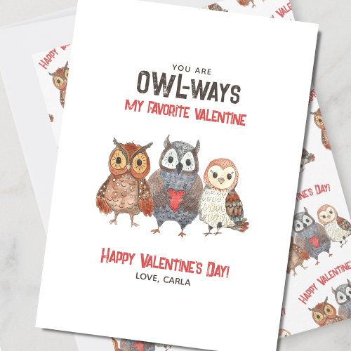 Cute Owl Friend Valentines Day Holiday Card