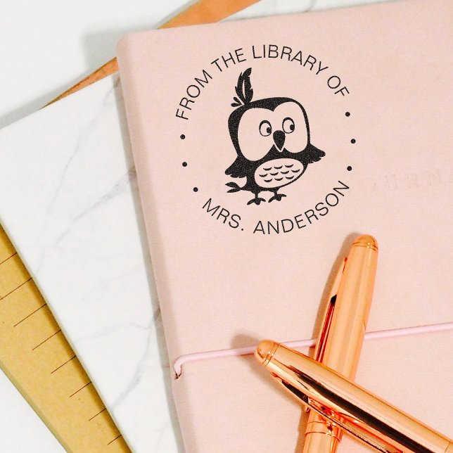 Cute Owl From the Library of Kids or Teacher Self-inking Stamp (Creator Uploaded)