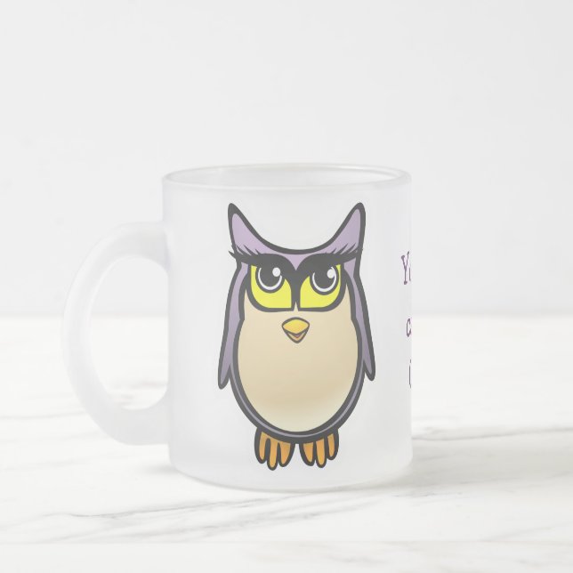 Cute Owl Frosted Glass Coffee Mug (Left)