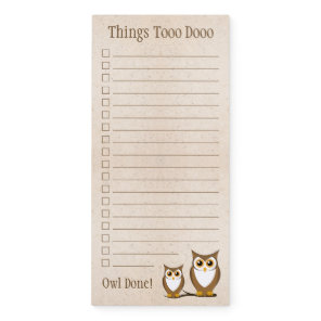 Cute Owl Funny To Do List Magnetic Notepad