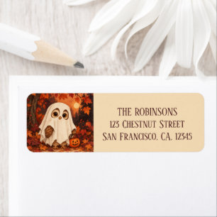 Cute Owl Ghost Costume Halloween Personalized Label