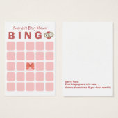 Cute Owl Girl 5x5 Baby Shower Bingo Card (Front & Back)