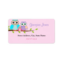 Cute Owl Girl Baby Shower Address Labels