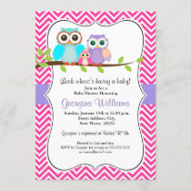 Cute Owl Girl Baby Shower Invitation - Pink