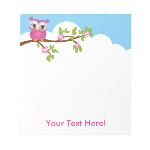 Cute Owl Girl on a Branch Notepad